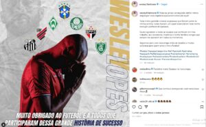 Wesley Beltrame se despediu dos gramados em uma publicação em sua rede social (Foto: Reprodução / Instagram)