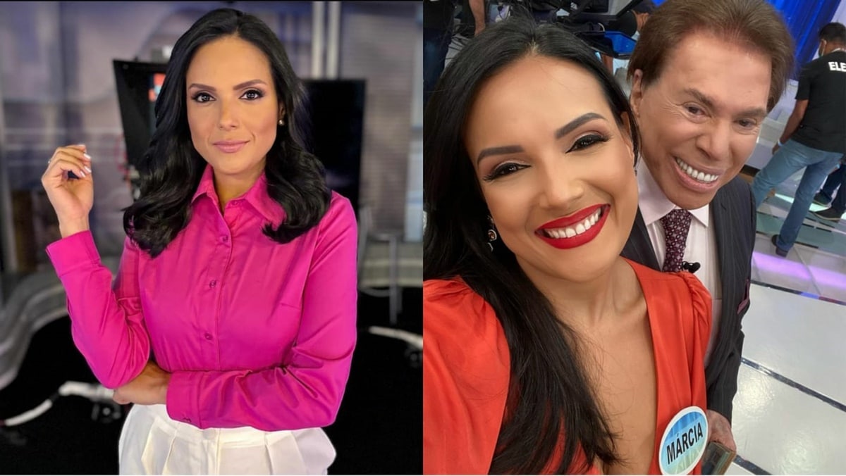 Márcia Dantas do 'SBT Brasil' e ao lado do patrão, Silvio Santos 