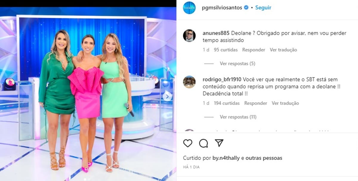 Página oficial do Programa Silvio Santos anuncia reprise e acaba sendo detonada por escolha