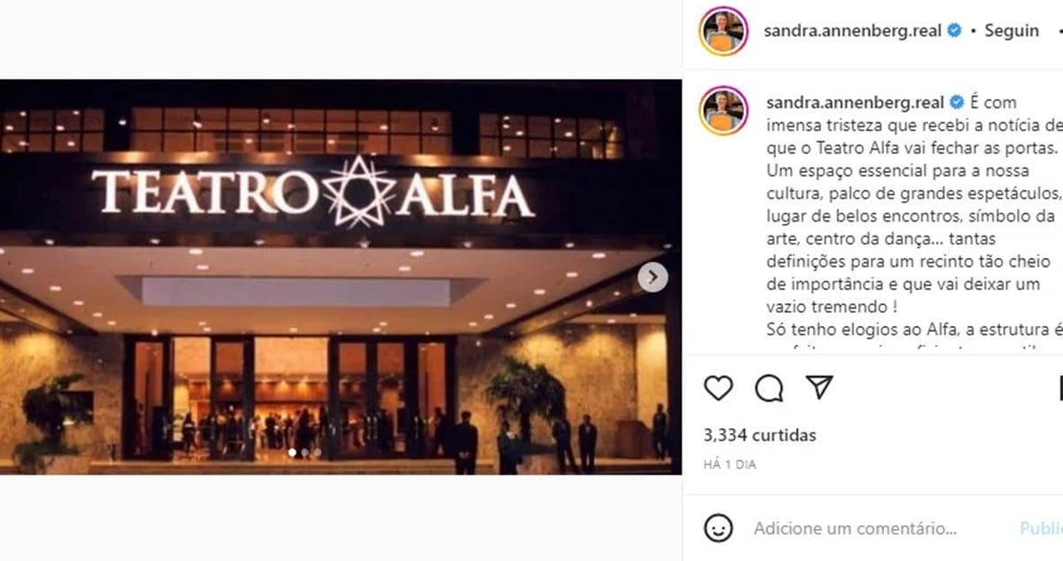 Apresentadora faz textão e conta experiência de vida no Teatro Alfa e deixa lamento público em anúncio do fim