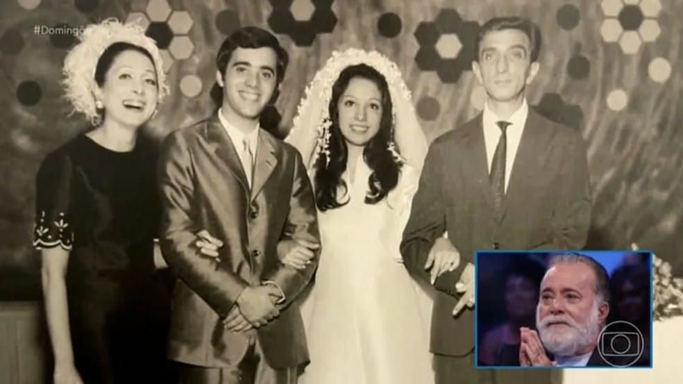 Tony Ramos relembrou o casamento no Domingão (Foto: Reprodução/Globo)