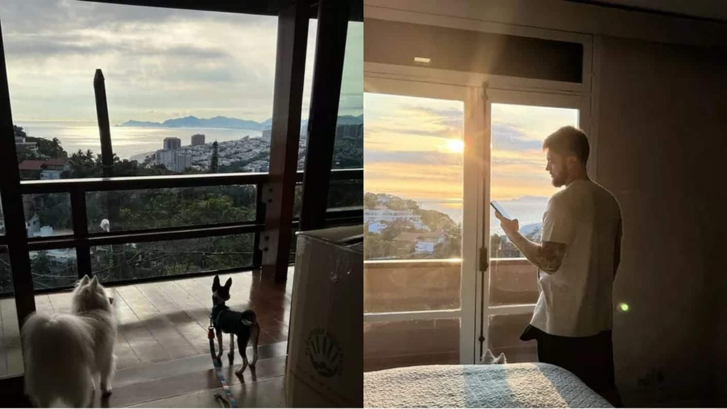 Quatro com vista para o RJ, com os pets e o maridão da cantora 