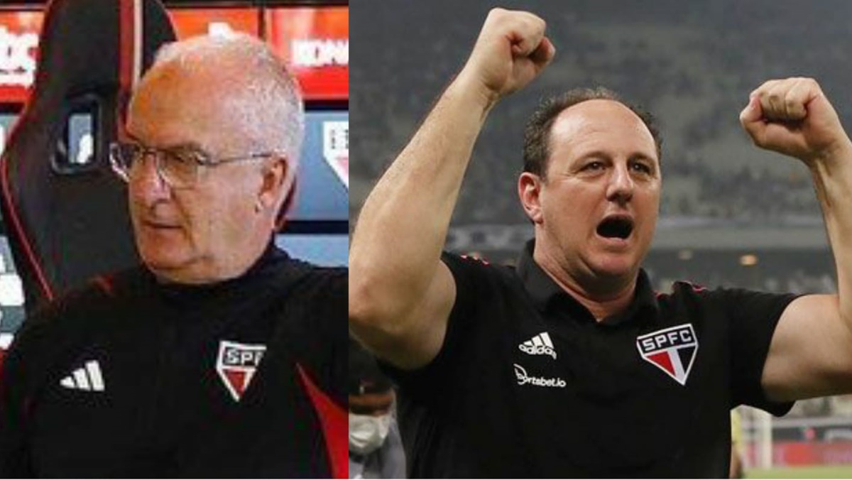 O atual técnico do SPFC, Dorival Júnior, e o ex-treinador Rogério Ceni