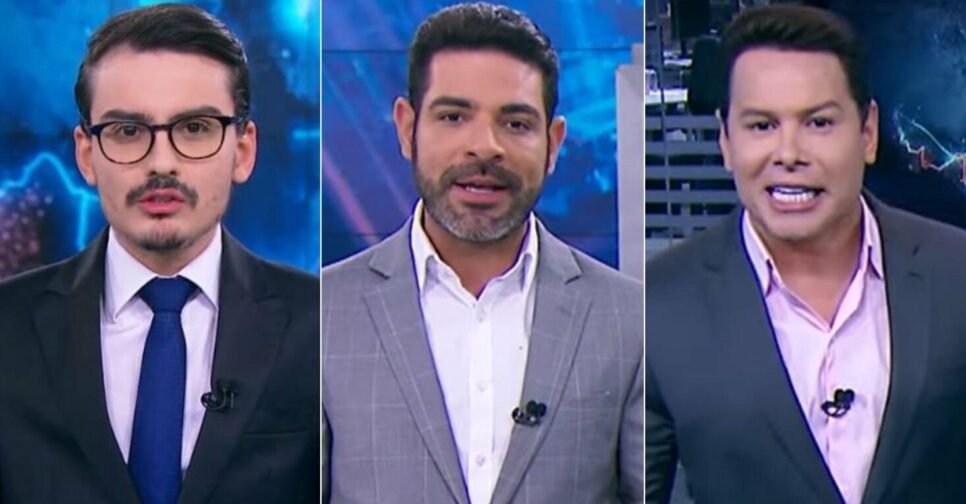Dudu Camargo, Darlisson Dutra e Marcão do Povo no Primeiro Impacto (Foto: Reprodução / SBT)