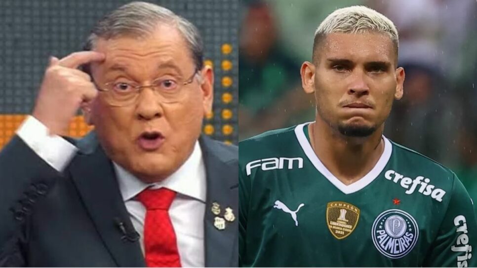 O jornalista esportivo Milton Neves e Rafael Navarro, craque do Palmeiras