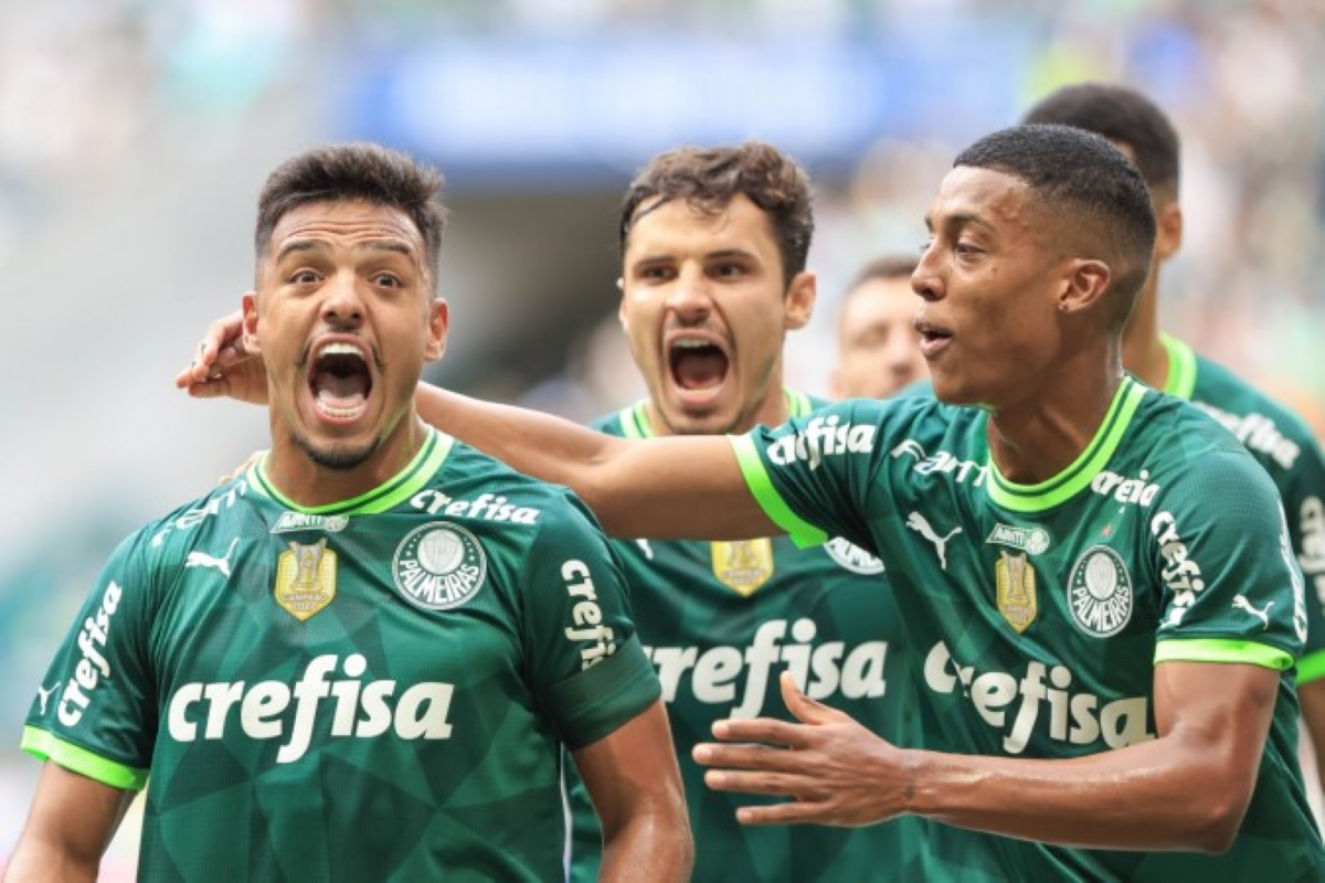 Gabriel Menino marcou os dois primeiros gols do Palmeiras na final contra o Água Santa (Foto: Marcello Zambrana/AGIF)