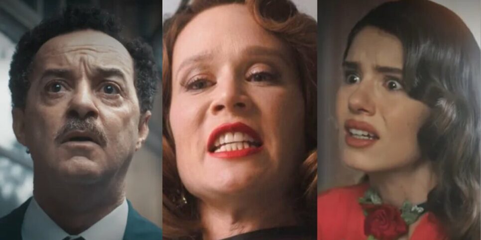 Turíbio, Gilda e Marê em cenas de Amor Perfeito (Foto: Reprodução / Globo)