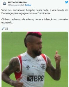 Vidal irá desfalcar o Flamengo (Foto: Reprodução / Twitter)