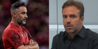 Comentário de Vítor Pereira sobre estreia do Flamengo na Libertadores foi detonado por Roger Flores (Imagem: Montagem/Aaron Tura TV)