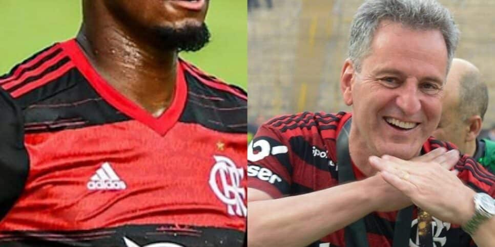 Landim recebe bolada por jogador do Flamengo (Imagem Reprodução Internet)