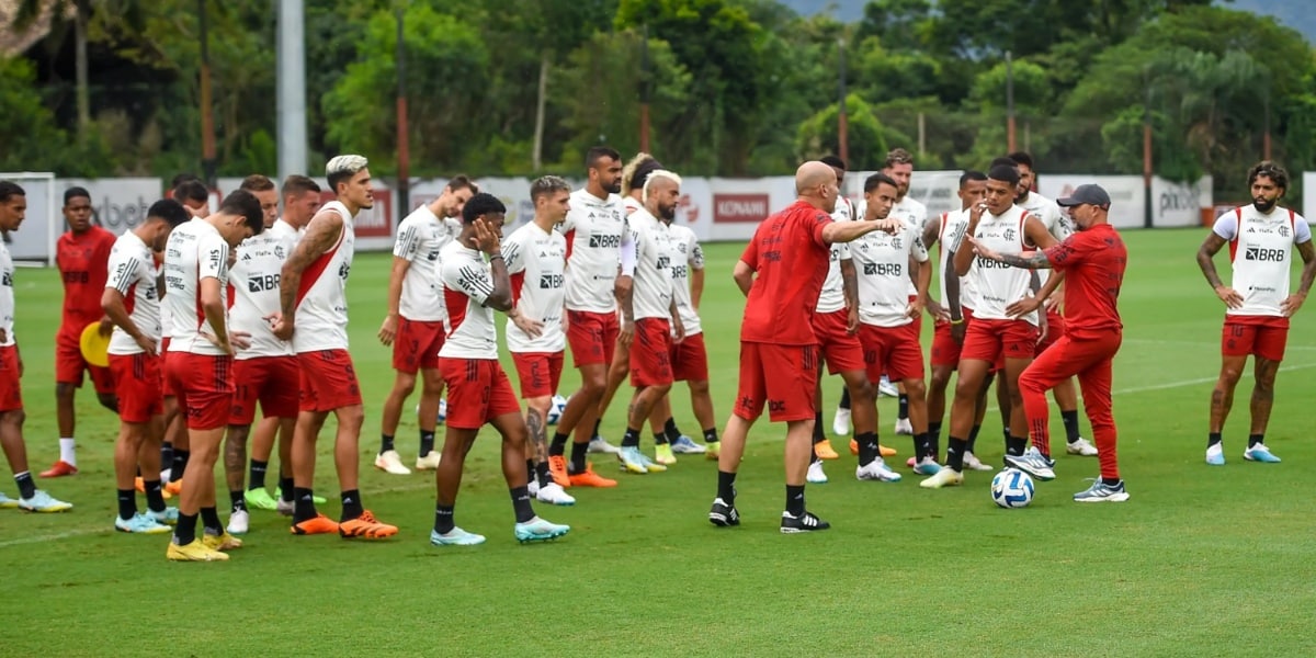 Sampaoli e elenco do Flamengo (Imagem Reprodução Internet)