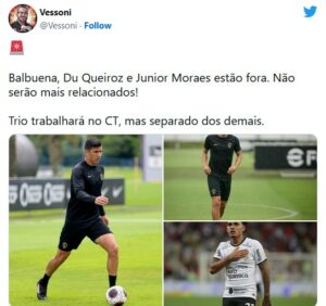 Balbuena, Du Queiroz e Júnior Moraes foram afastados do Corinthians (Foto: Reprodução / Twitter)