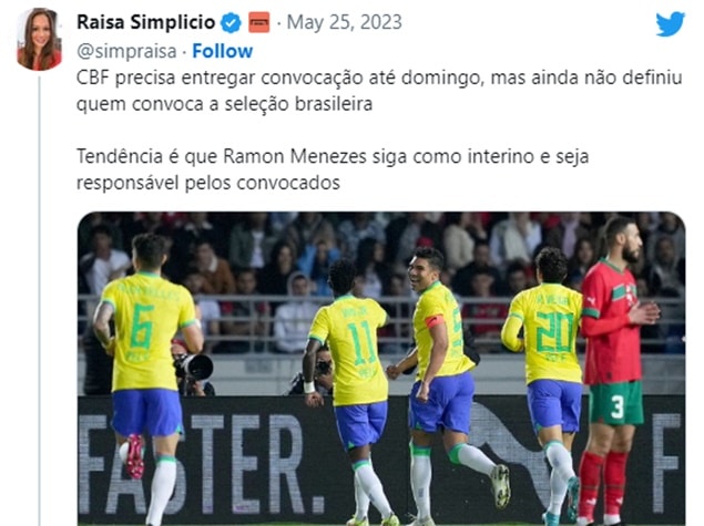 Jornalista traz informações sobre situação constrangedora dentro da CBF (Foto: Reprodução/ Twitter)