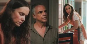 Lucinda, Andrade e Anely em cenas de Terra e Paixão (Foto: Reprodução / Globo)