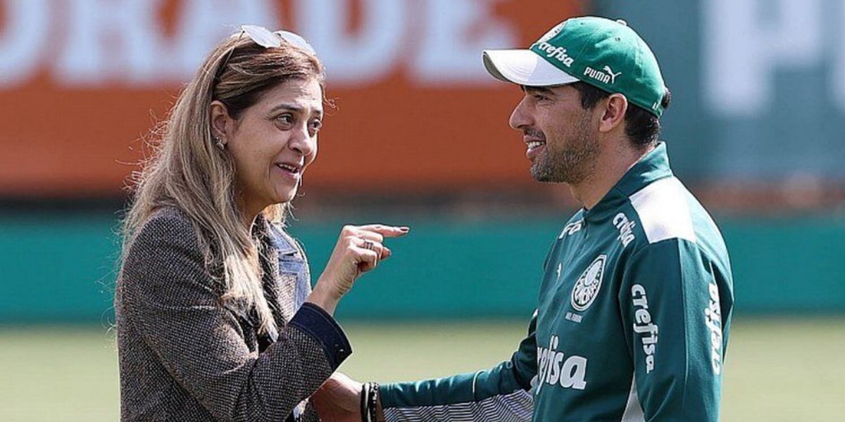 Leila Pereira e Abel Ferreira (Foto: Cesar Greco / Palmeiras)