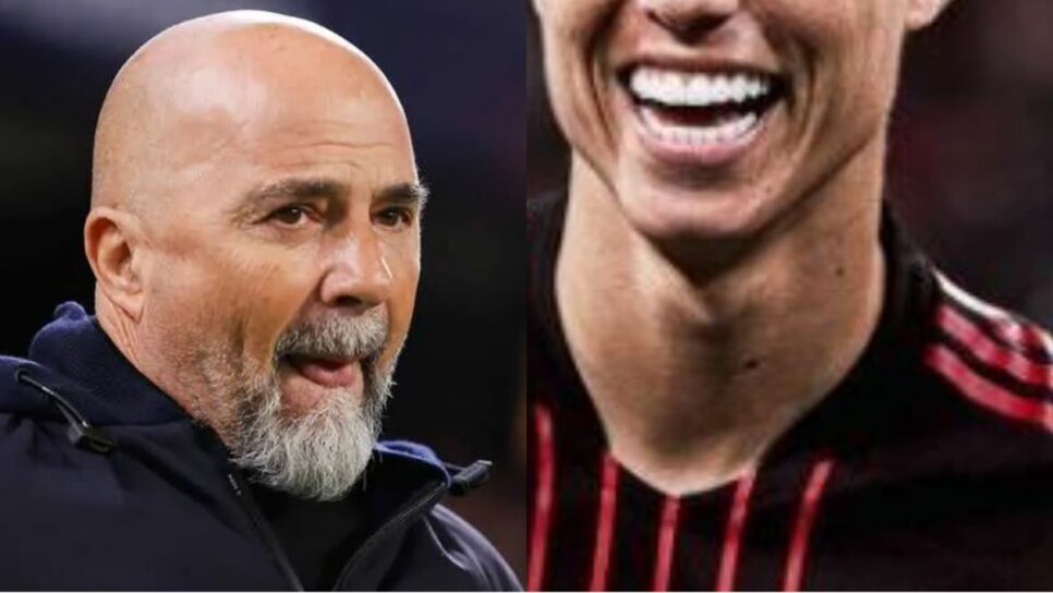 O técnico Sampaoli e o jogador reforço do Flamengo deste ano (Foto: Reprodução/ Flamengo/ Getty Images/ Montagem)