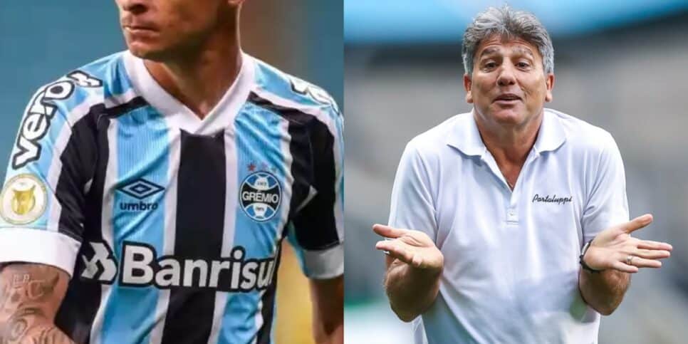 Jogador do Grêmio e Renato Gaúcho (Imagem Reprodução Internet)