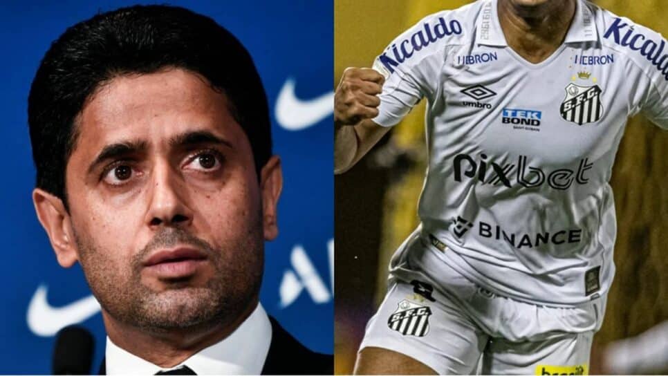 Dono do PSG compra titular do Santos por R$ 126 mi (Fotos: Reprodução/ Paris Saint-Germain/ Getty Images/ Santos FC/ Montagem)