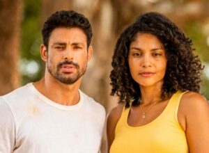 Aline e Caio em cenas de Terra e Paixão (Foto: Reprodução / Globo)