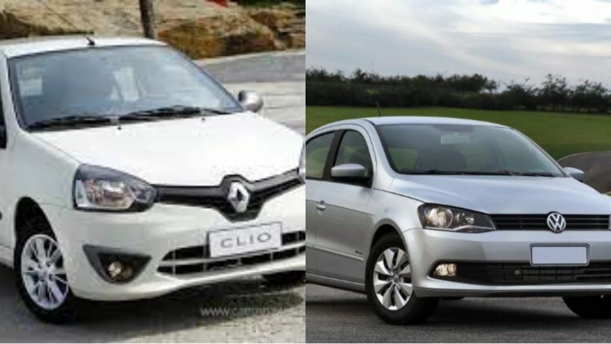 Renault Clio 1.0, de 2016; Volkswagen Gol 1.0 Ecomotion, de 2013 (Fotos: Reprodução/ Internet/ Montagem)