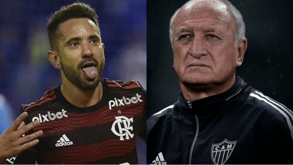 Éverton Ribeiro, do Flamengo, e novo técnico do Atlético-MG, Felipão (Fotos: Reprodução/ CRF/ Divulgação/ Atlético/ Montagem)