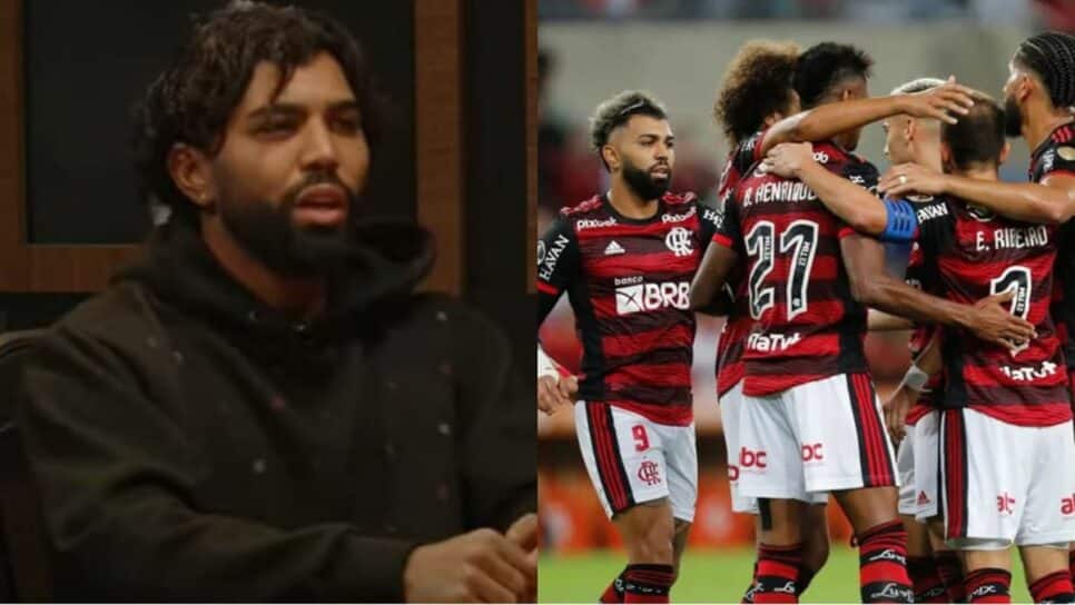 Gabigol em podcast fala do futuro nos gramados do Flamengo (Fotos: Reprodução/ 10 & Faixa/ YouTube/ Gilvan de Souza / Flamengo/ Montagem)