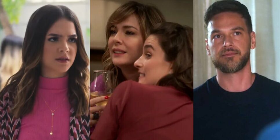 Guiga, Clara, Helena e Theo em cenas de Vai na Fé (Foto: Reprodução / Globo / Montagem HoraDoBenefício)