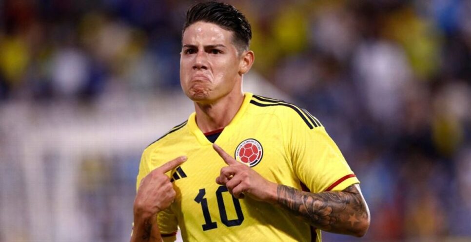 James Rodríguez em momento de gol pela Colômbia (Foto: Reprodução/ Instagram)