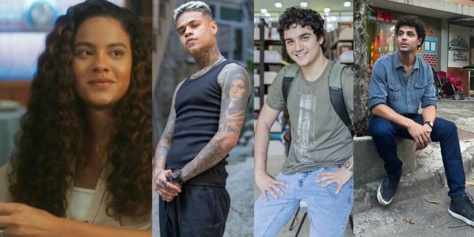 Jenifer, Hugo, Tatá e Eduardo em cenas de Vai na Fé (Foto: Reprodução / Globo / Montagem HoraDoBenefício)