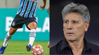 Jogador do Grêmio ignorado por Renato Gaúcho pode deixar o time (Fotos: Reprodução/ Lucas Uebel/ Divulgação Grêmio/ Montagem)