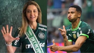 Leila Pereira e zagueiro Murilo (Fotos: Reprodução/ Instagram/ Cesar Greco/ SE Palmeiras)