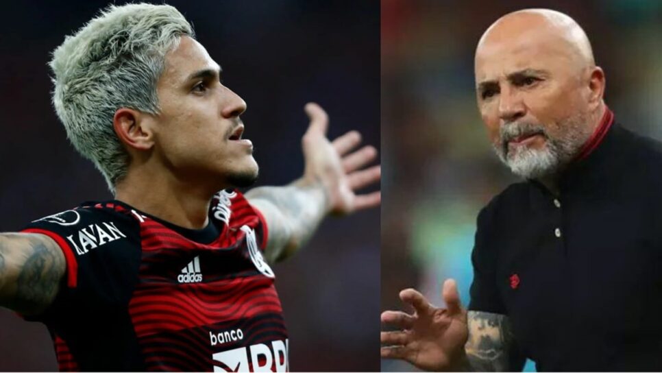 Pedro e Sampaoli (Fotos: Reprodução/ Gilvan de Souza/ Flamengo/ Montagem)