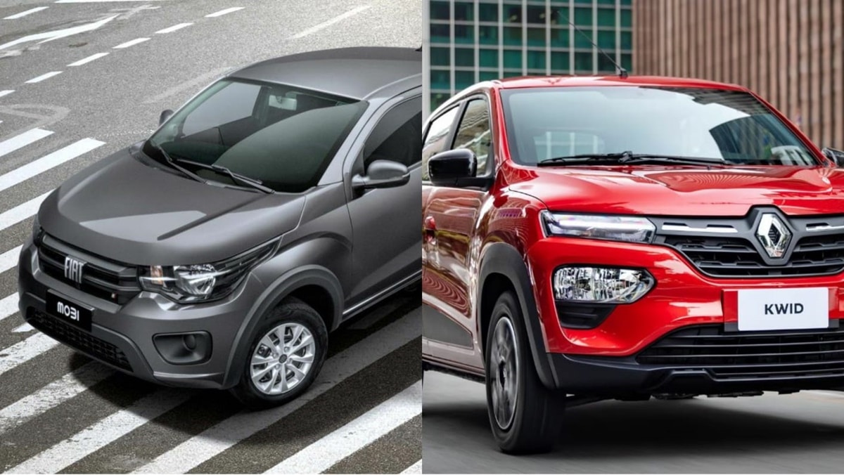 Renault Kwid e Fiat Mobi lideram a lista dos veículos mais baratos do país (Fotos: Reprodução/ Internet/ Montagem)