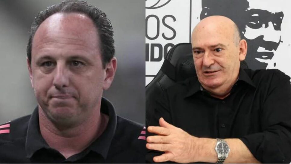 Rogério Ceni, ex-São Paulo, e presidente do Santos, Andres Rueda (Fotos: Reprodução/ SPFC/ Divulgação/ SantosFC/ Montagem)