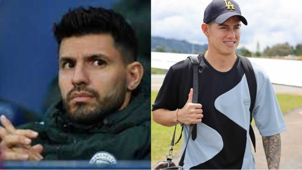 Sérgio Agüero revela destino de James Rodríguez (Fotos: Reprodução/ ESPN/ Instagram/ Montagem)