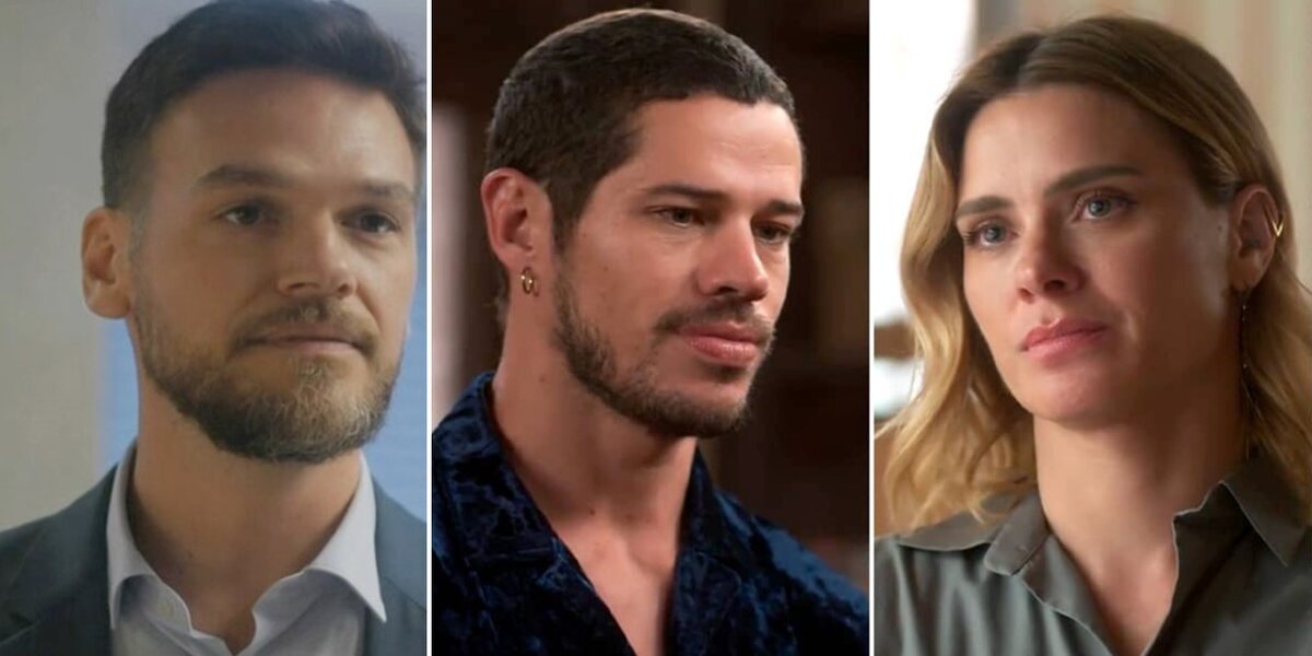 Theo, Lui e Lumiar em cenas de Vai na Fé (Foto: Reprodução / Globo / Montagem HoraDoBenefício)