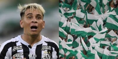 Soteldo e torcida do Palmeiras (Imagem Reprodução Internet)