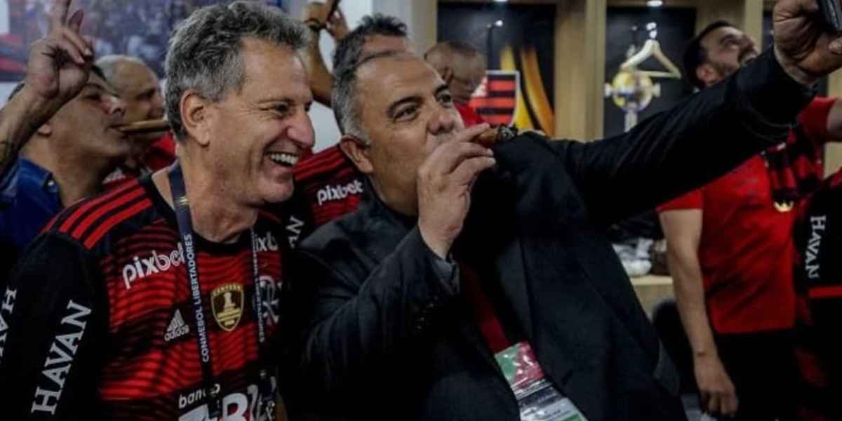 Rodolfo Landim, presidente do Flamengo, e Marcos Braz, vice de futebol do clube (Imagem Reproduções Internet)