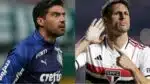 Abel Ferreira e Calleri já se se estranham em partida de Palmeiras e São Paulo (Fotos: Reprodução/ Divulgação/ SEP/ SPFC/ Montagem)