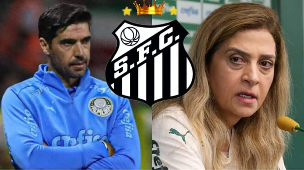 Abel Ferreira e Leila Pereira, do Palmeiras, veem Santos fazer negócio (Fotos: Reprodução/ Cesar greco/ SEP/ Montagem)