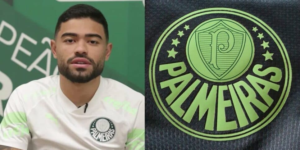 Bruno Tabata e logo do Palmeiras (Foto: Reprodução / Internet / Montagem HoraDoBenefício)