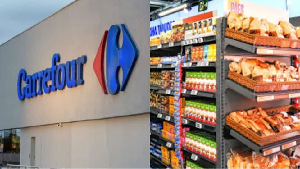Carrefour e suas prateleiras com variedades de produtos (Fotos: Reprodução/ Internet/ Montagem)