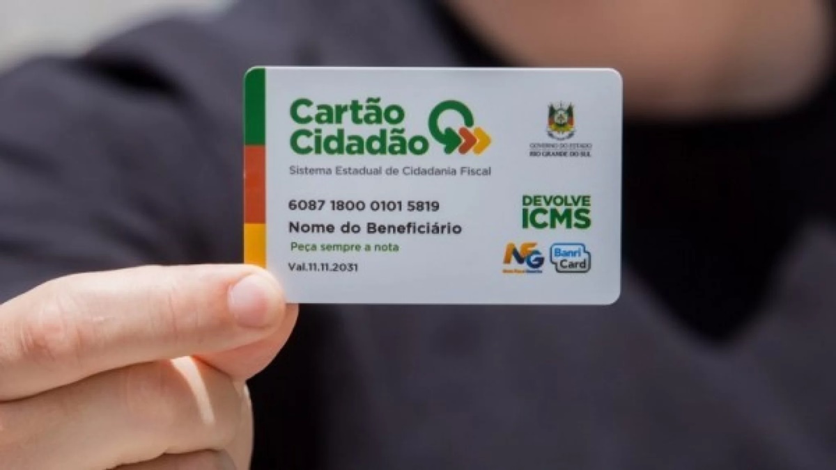 Cartão Cidadão emitido pelo Banrisul para saque do benefício em dinheiro (Foto: Reprodução/ Divulgação)