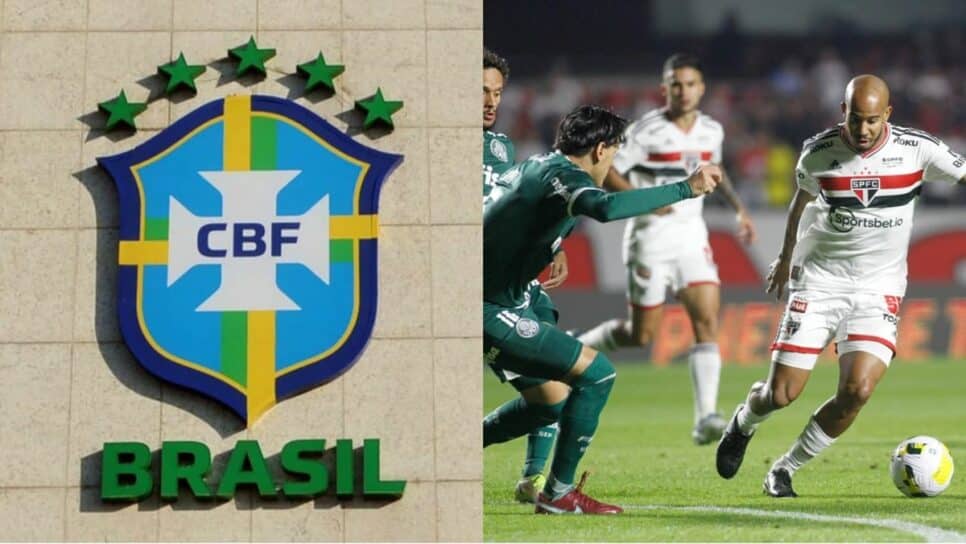 Logo da CBF e partida entre São Paulo e Palmeiras pela Copa do Brasil (Fotos: Reprodução/ Internet/ Montagem)