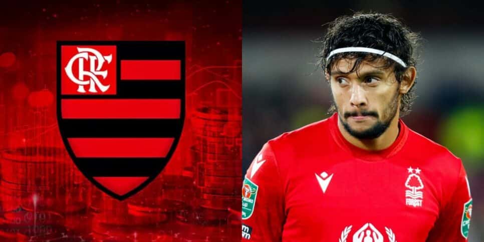 Logo do Flamengo e Gustavo Scarpa (Foto: Reprodução / Internet)