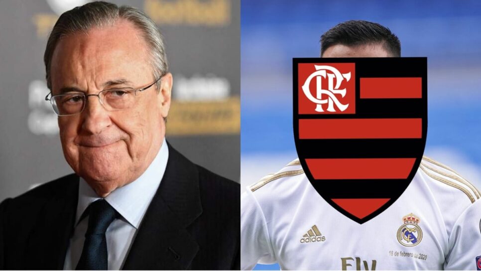 Presidente do Real Madrid, Florentino Perez, e jogador que deve ser emprestado ao Flamengo (Fotos: Reprodução/ Getty Images/ Montagem)