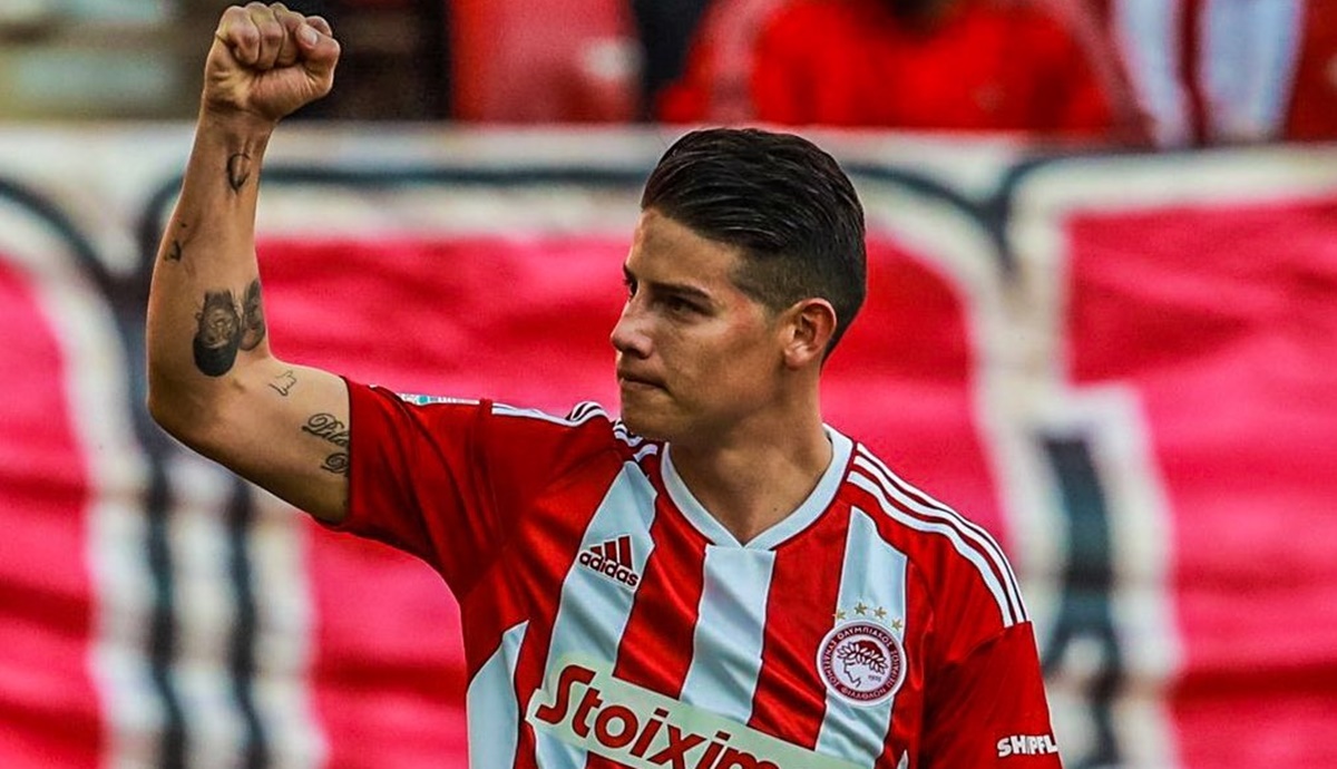 James Rodriguez está livre no mercado da bola desde que deixou o Olympiacos, da Grécia (Foto: Reprodução/ Olympiacos)