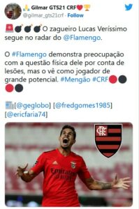 Lucas Veríssimo vai fechar com o Flamengo (Foto: Reprodução / Twitter)
