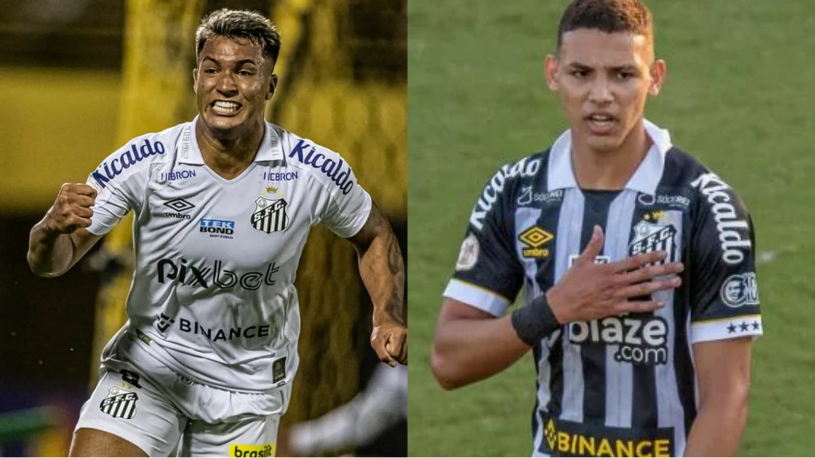 Marcos Leonardo e Deivid Washington serão vendidos pelo Santos (Foto: Reprodução/ Ivan Storti/ Santos FC/ Montagem)