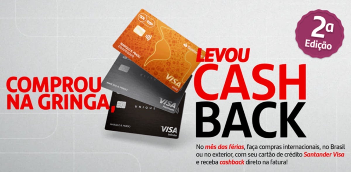 Divulgação da promoção do banco Santander que devolve dinheiro aos clientes (Foto: Reprodução/ Divulgação/ Santander Brasil)